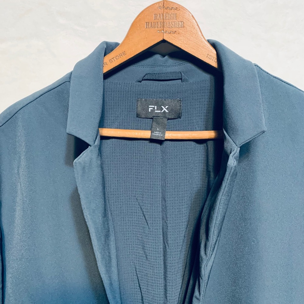 FLX‎ Performance Blazer Mens L Silent Navy Urban Commuter Travel MX21V068RS1 New - Picture 2 of 7